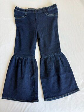 Wrangler Girls 4T Dark Wash Ruffle Bell Bottom Flare Jeans NWT